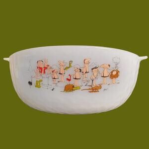 Vintage 1970s Large Fire King White Milk Glass B.C. Comic Strip Bowl
